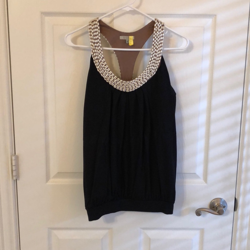 Boutique pearl collar black halter